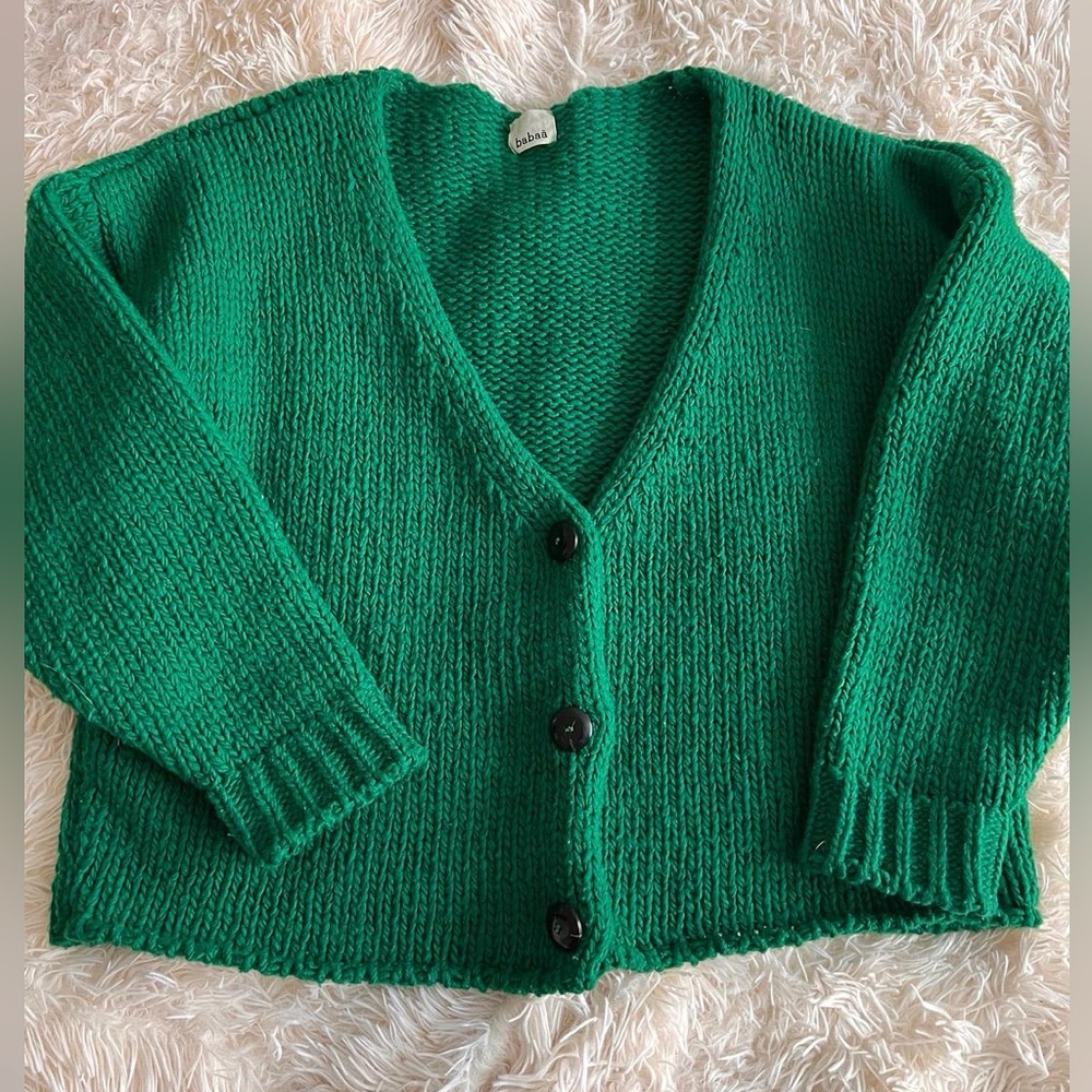 Babaa Green Women's Cardigan Sweater